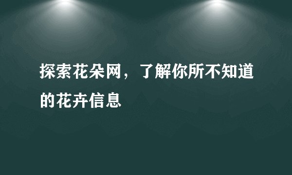 探索花朵网，了解你所不知道的花卉信息