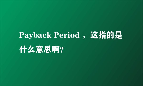Payback Period ，这指的是什么意思啊？