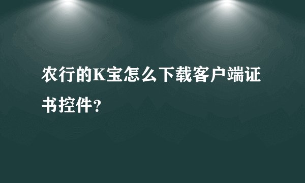 农行的K宝怎么下载客户端证书控件？