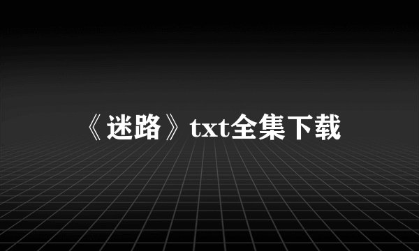 《迷路》txt全集下载