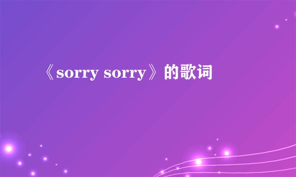 《sorry sorry》的歌词