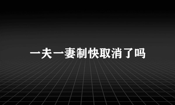 一夫一妻制快取消了吗
