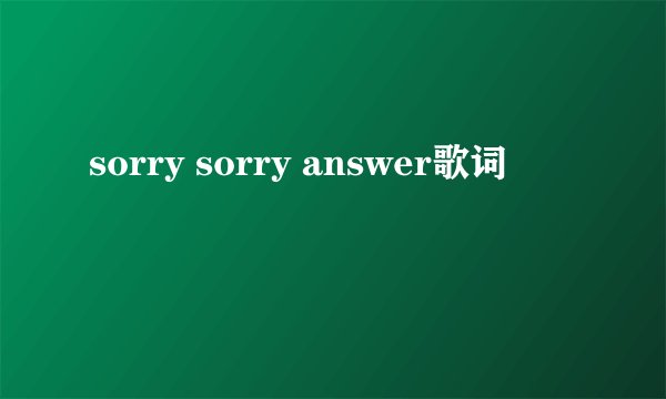 sorry sorry answer歌词