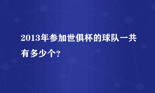 2013年参加世俱杯的球队一共有多少个？