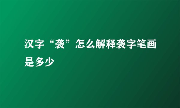 汉字“袭”怎么解释袭字笔画是多少