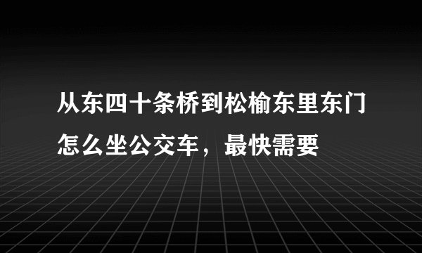 从东四十条桥到松榆东里东门怎么坐公交车，最快需要