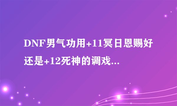 DNF男气功用+11冥日恩赐好还是+12死神的调戏好。冥日基础高。调戏无视高。。