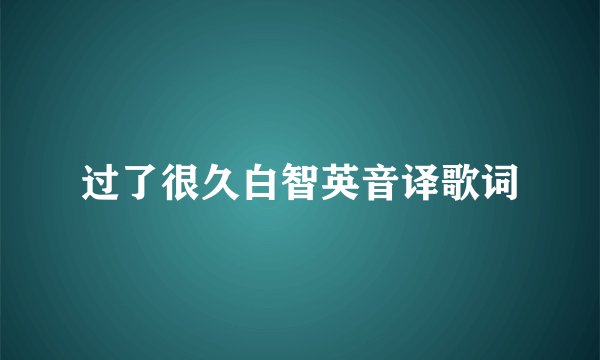过了很久白智英音译歌词
