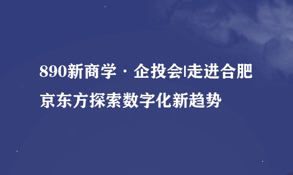 890新商学·企投会|走进合肥京东方探索数字化新趋势
