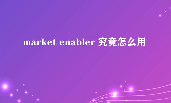 market enabler 究竟怎么用