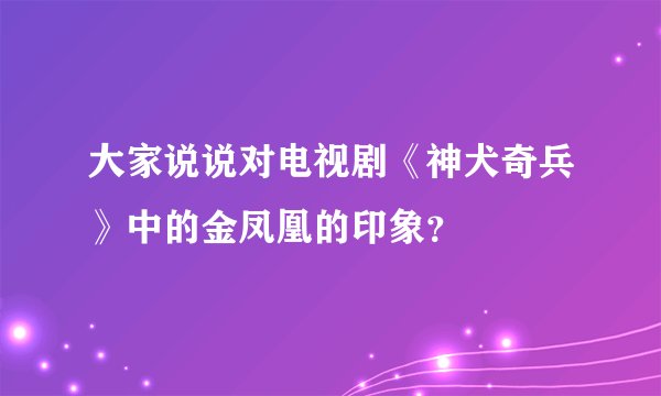 大家说说对电视剧《神犬奇兵》中的金凤凰的印象？