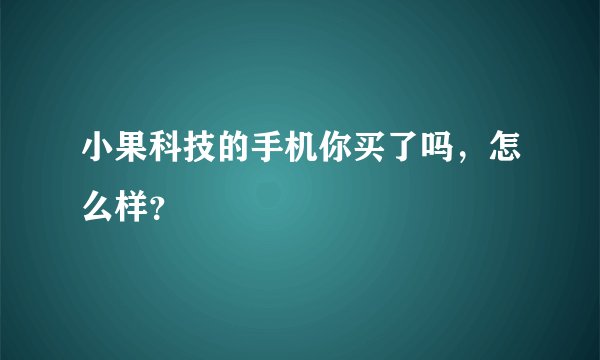 小果科技的手机你买了吗，怎么样？