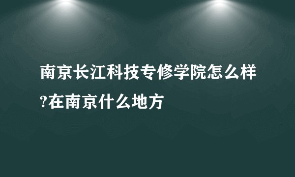 南京长江科技专修学院怎么样?在南京什么地方