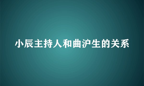 小辰主持人和曲沪生的关系