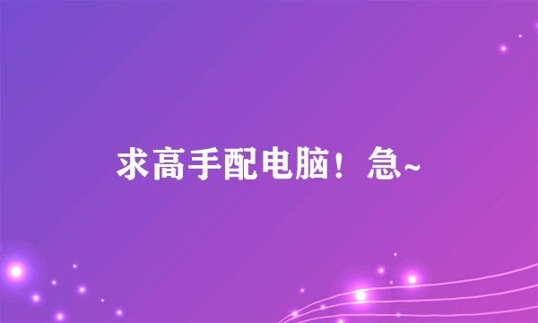 求高手配电脑！急~