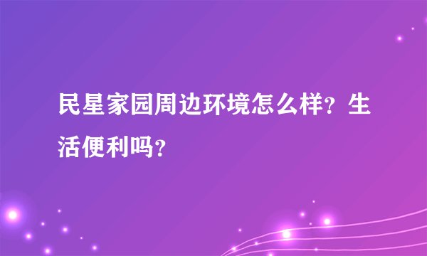 民星家园周边环境怎么样？生活便利吗？