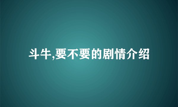 斗牛,要不要的剧情介绍