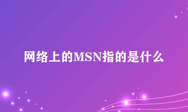 网络上的MSN指的是什么