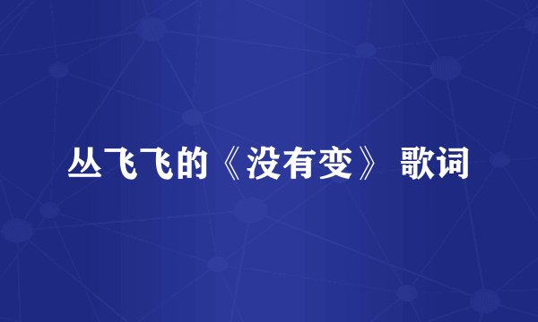 丛飞飞的《没有变》 歌词