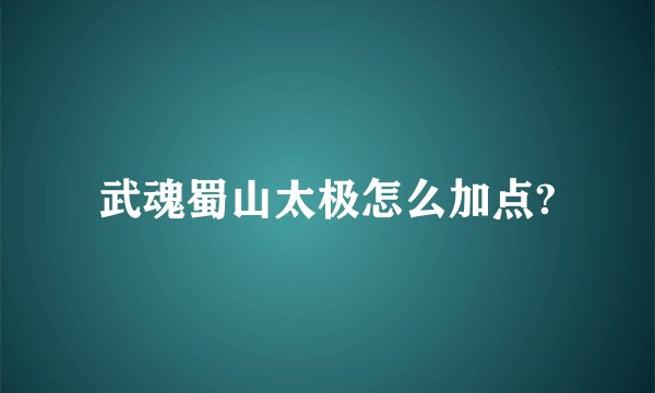 武魂蜀山太极怎么加点?