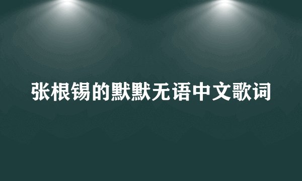 张根锡的默默无语中文歌词
