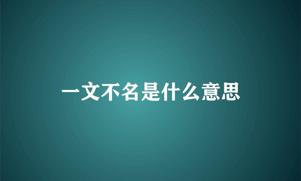 一文不名是什么意思