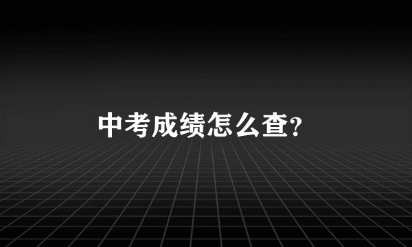 中考成绩怎么查？