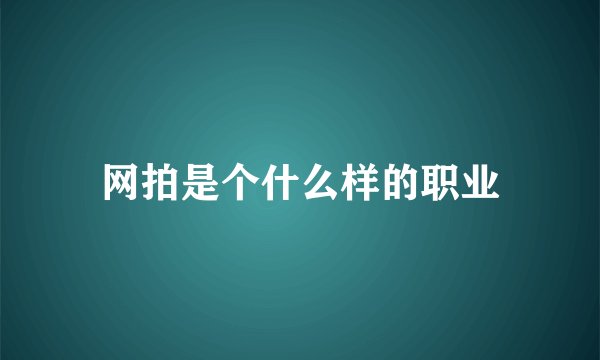 网拍是个什么样的职业
