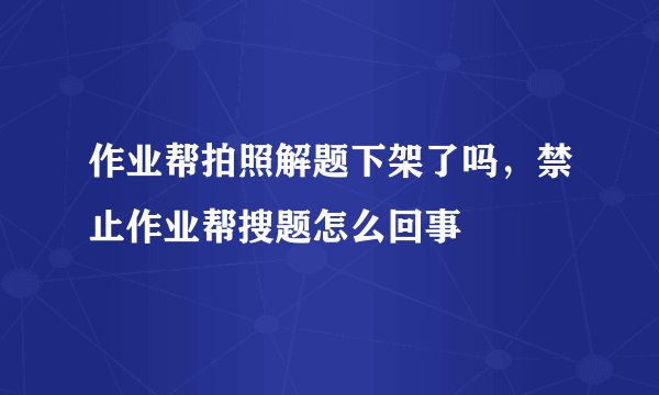 作业帮拍照解题下架了吗，禁止作业帮搜题怎么回事