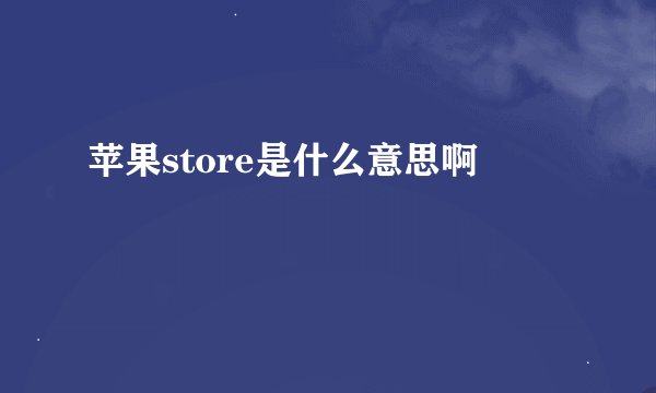 苹果store是什么意思啊