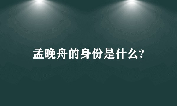 孟晚舟的身份是什么?