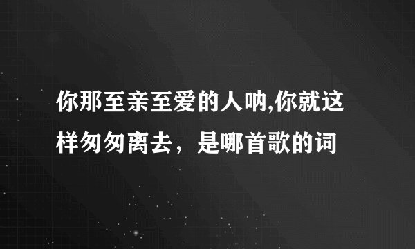 你那至亲至爱的人呐,你就这样匆匆离去，是哪首歌的词