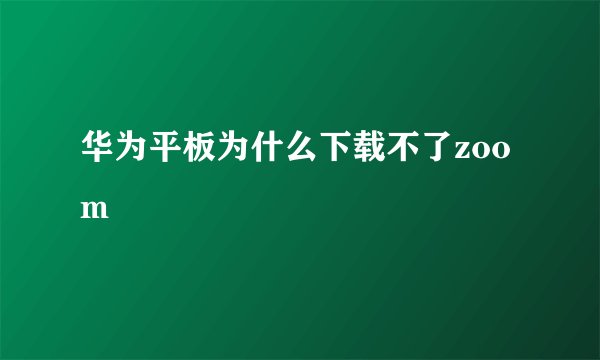 华为平板为什么下载不了zoom