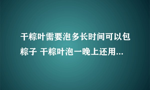 干粽叶需要泡多长时间可以包粽子 干粽叶泡一晚上还用煮一下吗