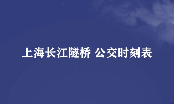 上海长江隧桥 公交时刻表