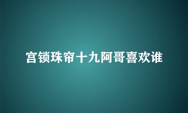 宫锁珠帘十九阿哥喜欢谁