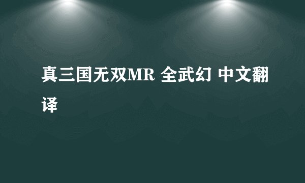 真三国无双MR 全武幻 中文翻译