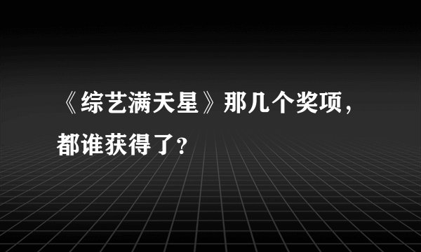 《综艺满天星》那几个奖项，都谁获得了？