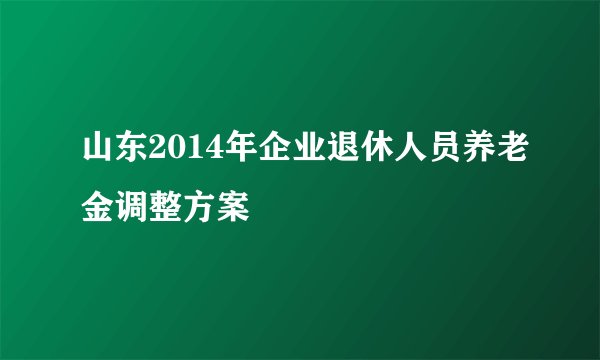 山东2014年企业退休人员养老金调整方案