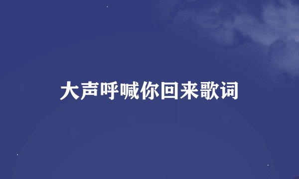 大声呼喊你回来歌词