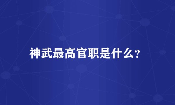 神武最高官职是什么？