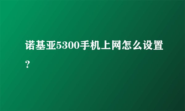 诺基亚5300手机上网怎么设置？