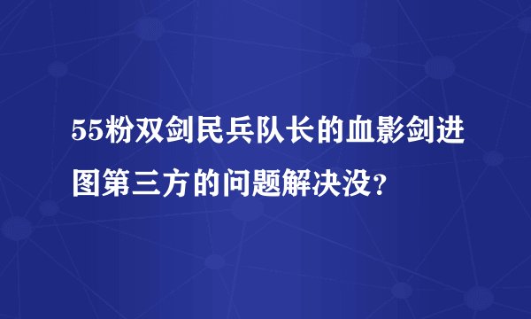 55粉双剑民兵队长的血影剑进图第三方的问题解决没？