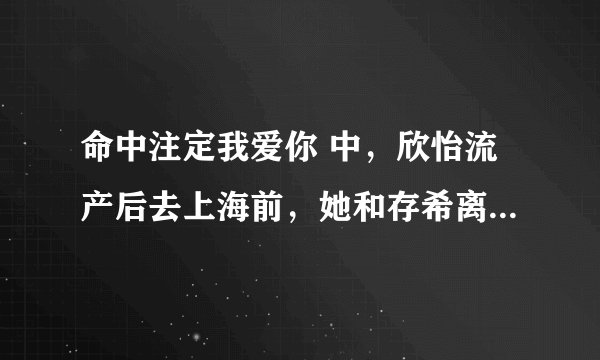 命中注定我爱你 中，欣怡流产后去上海前，她和存希离婚了吗？为什么她在上海时说她离过一次婚？