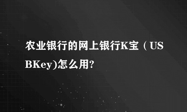 农业银行的网上银行K宝（USBKey)怎么用?
