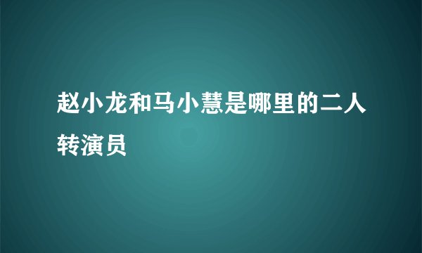 赵小龙和马小慧是哪里的二人转演员