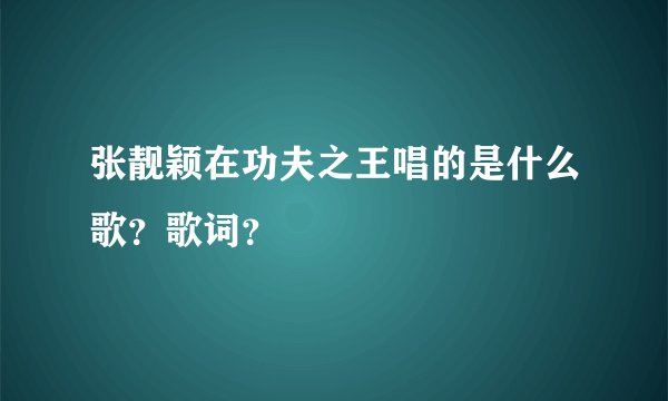 张靓颖在功夫之王唱的是什么歌？歌词？