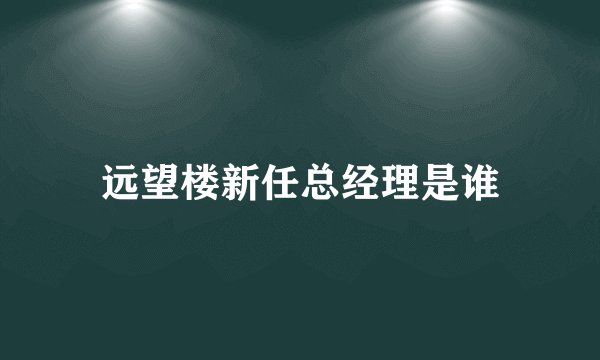 远望楼新任总经理是谁