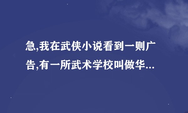 急,我在武侠小说看到一则广告,有一所武术学校叫做华龙武术学院,这个学院好吗?真的吗?最高分回报.