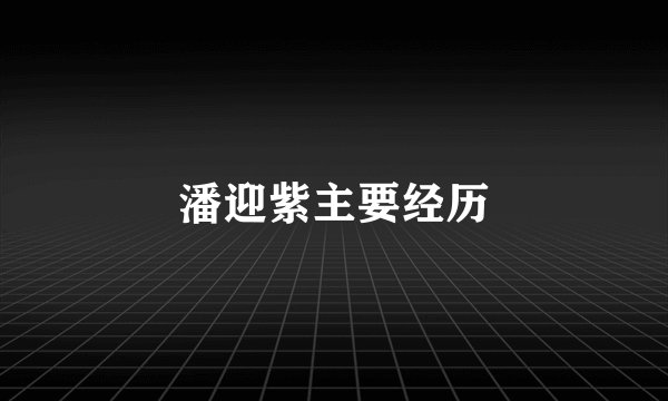 潘迎紫主要经历